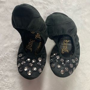 Juicy Couture rhinestone embellished suede flats